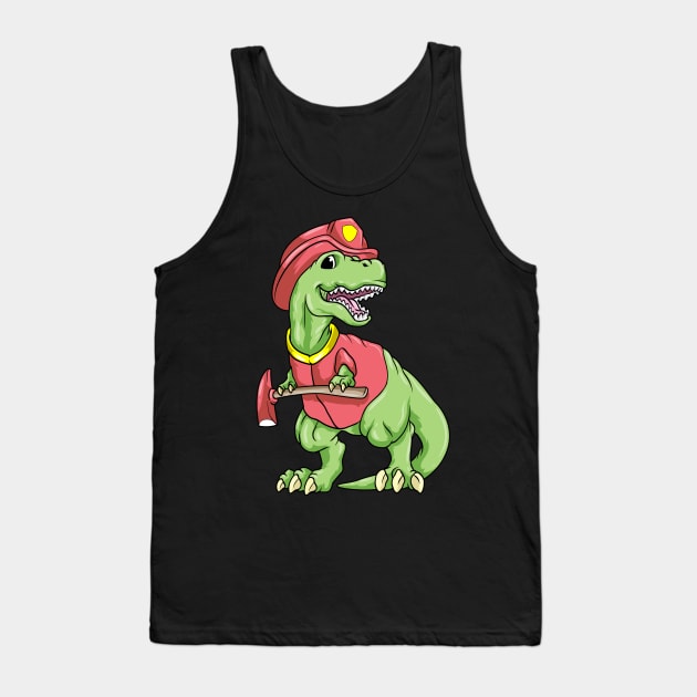 Dinosaur as firefighter with ax Tank Top by Markus Schnabel